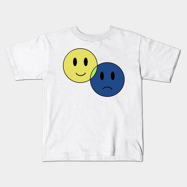 Yellow and Blue - Smile and Frown Kids T-Shirt by bradenjay99